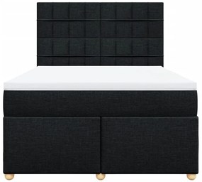 Cama com molas/colchão 140x200 cm tecido preto