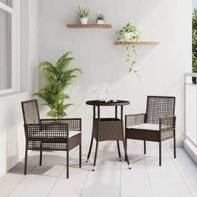 Conjunto de Jantar de 3 Peças Castanho em Rattan