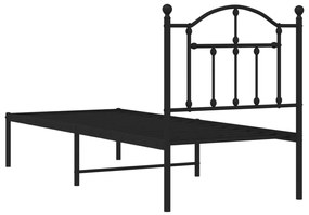 Estrutura de cama metal s/ colchão c/ cabeceira 75x190 cm preto