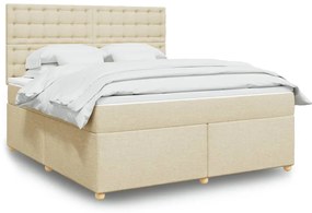 vidaXL Cama com molas/colchão 180x200 cm tecido cor creme