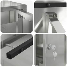 caixa de correio Preto 30 x 23 x 55 cm Aço galvanizado