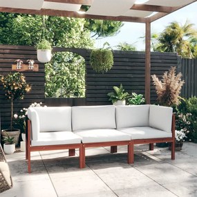 vidaXL vidaXL Sofá de jardim de 3 lugares com almofada em madeira de acácia e corda