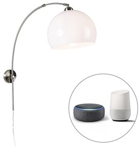 LED Candeeiro de parede inteligente em arco de aço com cúpula branca incl. Wifi A60 - Bow Art Deco,Moderno,Retro