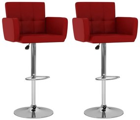 Bancos de bar 2 pcs couro artificial vermelho tinto