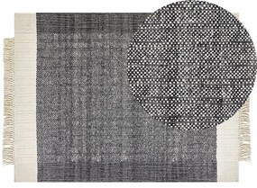 Tapete de lã preta e branca 140 x 200 cm ATLANTI Beliani