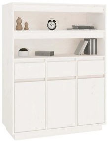Aparador alto 89x40x116,5 cm madeira de pinho maciça branco