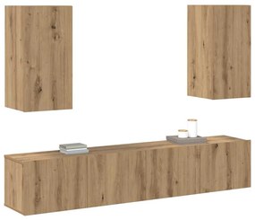 Conjunto de móvel de TV 4 pcs carvalho artisiano Médio