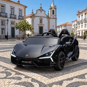 Carro elétrico para Crianças 2 Lugares Lamborghini Revuelto XL STRONG 24V, Rodas AR bombeado, Assento Couro ecológico Preto
