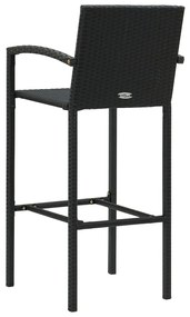 Bancos de bar 4 pcs vime PE preto
