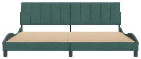 Estrutura de cama sem colchão 200x200 cm veludo verde-escuro