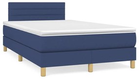vidaXL Cama box spring c/ colchão e LED 120x190 cm tecido azul