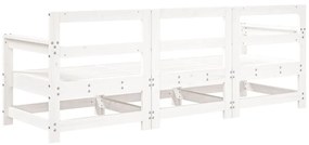 3 pcs conjunto lounge de jardim madeira de pinho maciça branco
