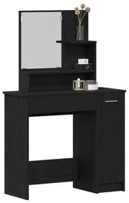 Mesa de Maquilhagem em Carvalho Preto com Espelho - 86,5 x 35 x 136 cm