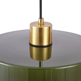 Candeeiro suspenso retro dourado com vidro verde - Jina Retro