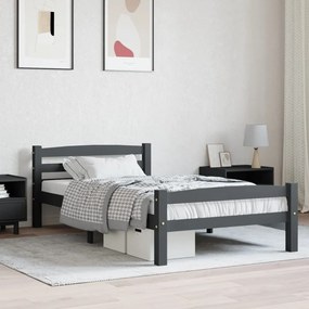 322090 vidaXL Estrutura de cama 100x200 cm pinho maciço cinzento-escuro