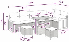 Conjunto de Sofás de Jardim de 9 Peças com Almofadas Preto Polirattan