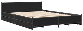 Estrutura de cama c/ gavetas 140x200 cm derivados madeira preto