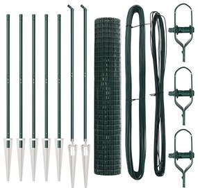 Cerca Euro com 7 postes em espeto 1,5 x 10 m em aço galvanizado verde
