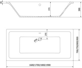 Mexen Cube banheira retangular 190 x 80 cm com revestimento, branca - 55051908000X