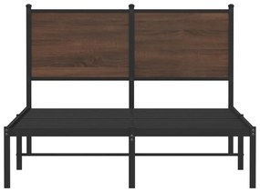 Estrutura de cama sem colchão 120x190cm metal carvalho castanho