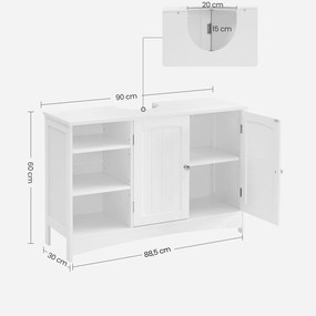 Móvel de casa de banho com 2 portas 90 x 30 x 60 cm branco