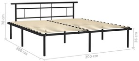 Estrutura de cama metal 200x200 cm preto