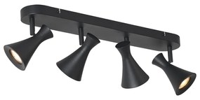 Foco de teto moderno preto 4 luzes giratório e inclinável - Triangle