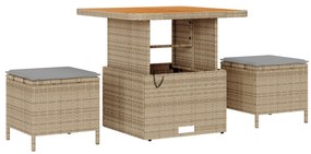 Conjunto de Sofás para Jardim de 13 Peças com Almofadas Bege Vime Acác