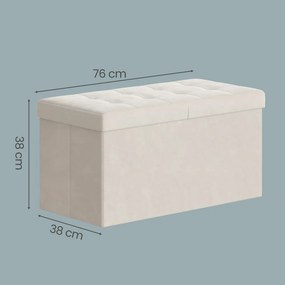 Banco com tampa 38 x 76 x 38 cm, com espaço de arrumação, para a entrada creme
