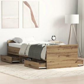 vidaXL Estrutura de Cama sem Colchão Carvalho Artesão 75x190 cm Madeira Engenheirada