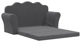 Sofá-cama infantil de 2 lugares pelúcia macia antracite