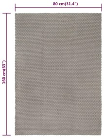 Tapete retangular 80x160 cm algodão cinza