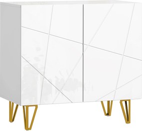 HOMCOM Aparador Branco com 2 Portas e Prateleiras Ajustáveis para Cozinha Sala de Estar Sala de Jantar 80x40x75 cm | Aosom Portugal