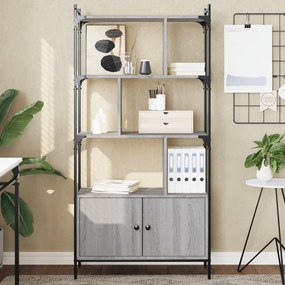 vidaXL Estante c/ portas 76,5x30x154,5 cm deriv. madeira cinza sonoma