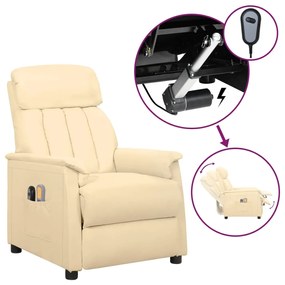 vidaXL Poltrona de massagens elétrica couro artificial cor creme