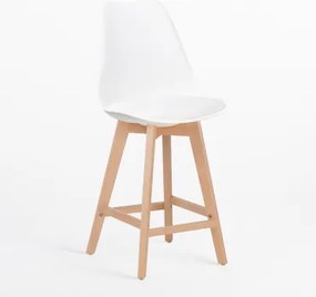 Banco Alto Nórdico Com Almofada De Couro Sintético Branco & ↑65 Cm - Sklum