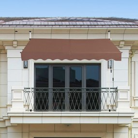 Toldo Exterior Terraço varanda 200 x 125 cm  Altura Ajustável 2-3 m com Manivela e Resistente às Intempéries Castanho