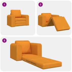 Sofá Cama de Chão 2-em-1 Amarelo Escuro 98x71x83 cm Tecido