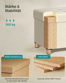 Banco com espaço de arrumação 38 x 110 x 40 cm creme