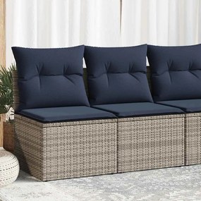 2 pcs conjunto sofás jardim almofadões vime PE/acácia cinzento