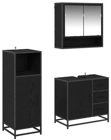vidaXL Conjunto de Móveis para Banheiro com porta 3 pcs Carvalho Preto