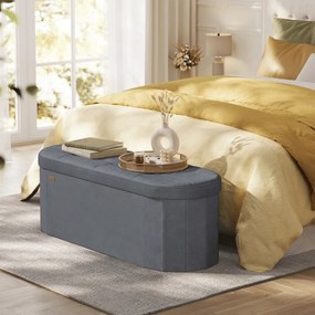 Banco com espaço de arrumação 38 x 110 x 38 cm com assento confortável e organização cinza ardósia