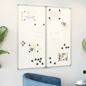vidaXL Quadro branco magnético dobrável 80x80x1,7 cm alumínio