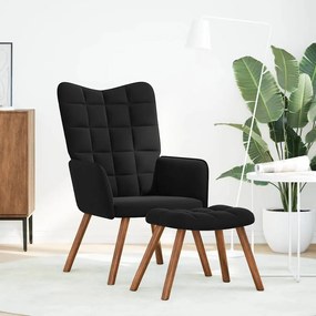 Cadeira de descanso com banco veludo preto