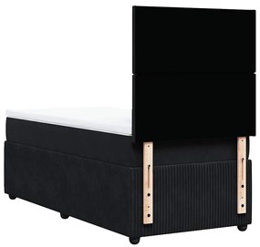 Cama com molas/colchão 100x200 cm veludo preto