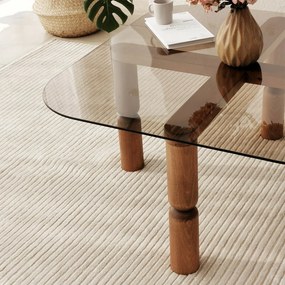 Mesa de Café Kei – Nogueira e Bronze – 80cm x 40cm x 80cm