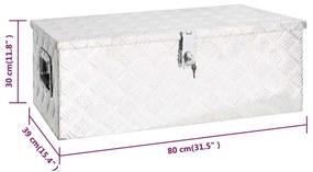 Caixa de arrumação 80x39x30 cm alumínio prateado