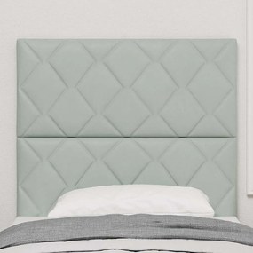 Cabeceira com design de blocos de diamante em veludo cinza claro