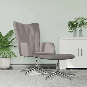 vidaXL Cadeira de descanso com banco tecido cinzento-acastanhado
