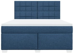 Cama com molas/colchão 180x200 cm tecido azul